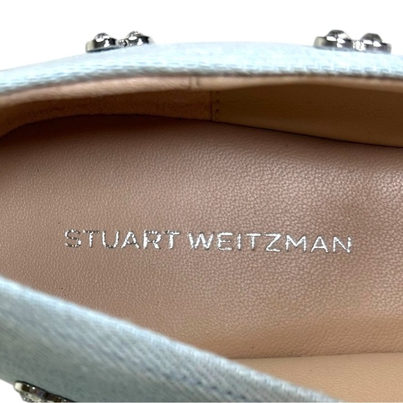 Stuart Weitzman - Women’s ‘Tammy’ Crystal Embellished Mary-Jane Flats Denim 8.5 - Picture 3 of 15